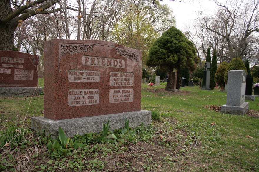 "Friends" gravestone in Prospect Cemetery, Toronto ON 