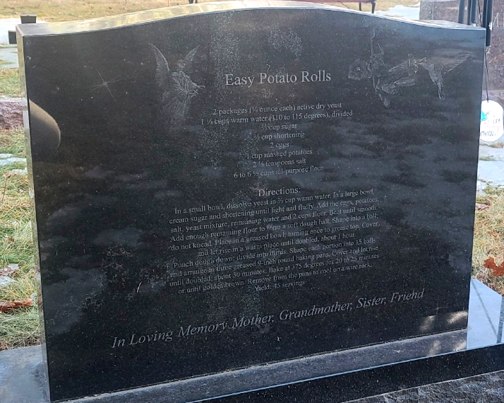 Gravetsone Recipe for Easy Potato Rolls. Photo by By Find a Grave contributor. Dan A.