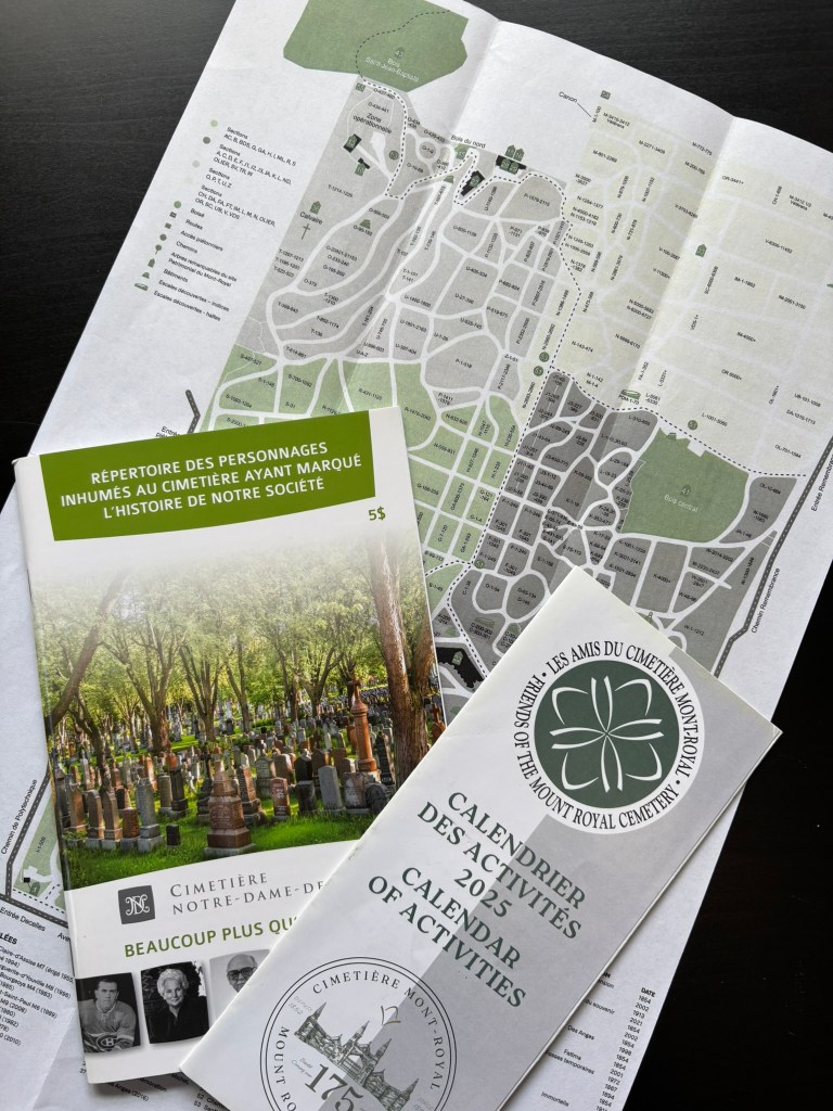 Booklet, map and pamphlet from Cimetière Notre-Dame-des-Neiges, Montreal