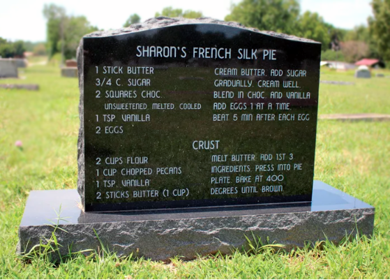 Sharon's French Silk Pie gravestone recipe. Photo by Jill Petracek.