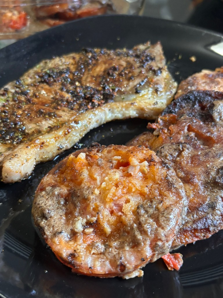 Supper: steak and fried ripe tomatoes